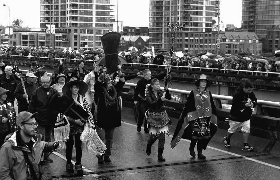 Tens of thousands participate in the Walk for Reconciliation through downtown Vancouver, September 2013.