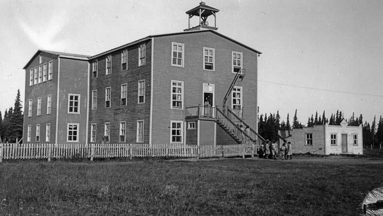 The Roman Catholic school in Fort George, Quebec, opened in 1931. Deschâtelets Archives.
