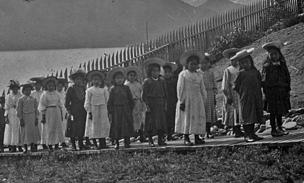 Students at the Kitamaat, British Columbia, school. In 1922, parents refused to return their children to school after the death of one student. The United Church of Canada Archives, 93.049P1835.